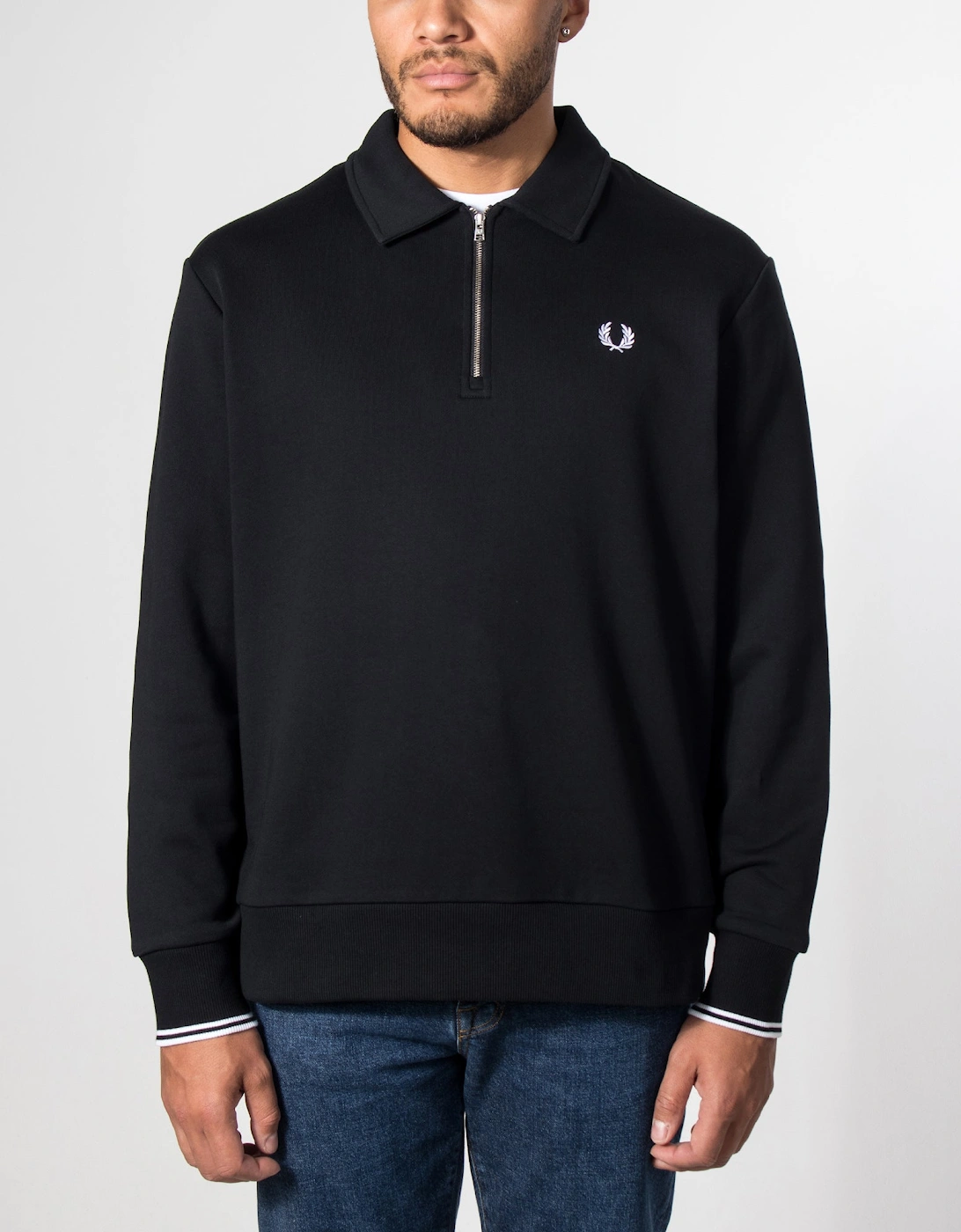 Regular Fit Collared Quarter Zip Sweatshirt