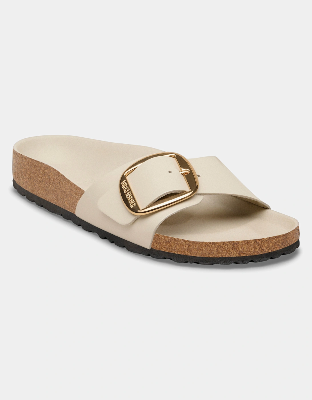 Birkenstock Madrid Big Buckle Natural Patent Leather Womens Sandals - High-Shine Oyster