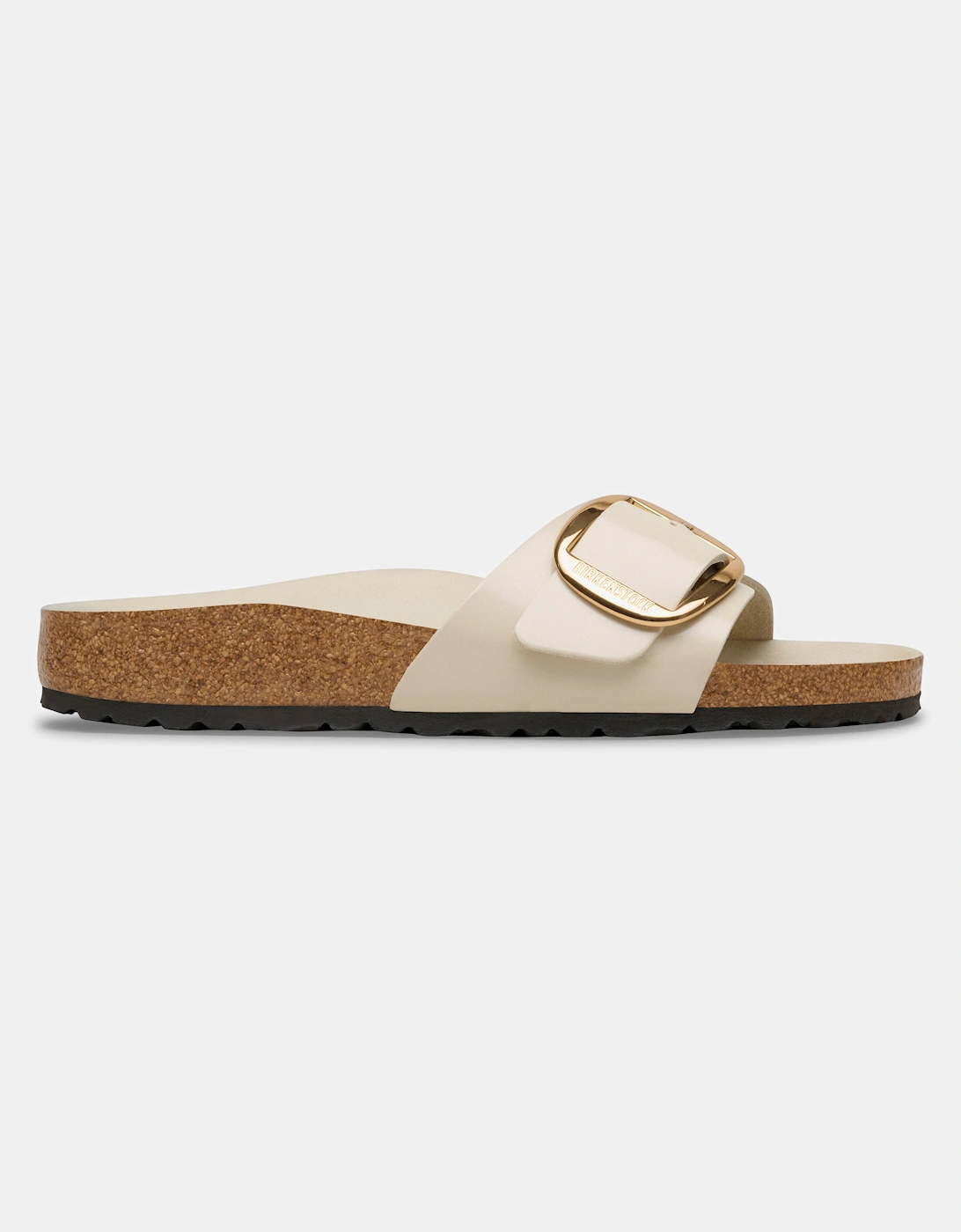 Birkenstock Madrid Big Buckle Natural Patent Leather Womens Sandals - High-Shine Oyster