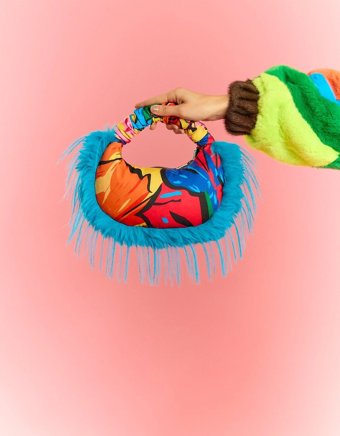 Bamboo Faux Fur Trim Chole Bag