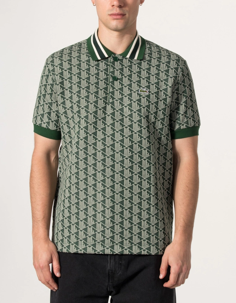 Regular Fit Monogram Jacquard Polo Shirt