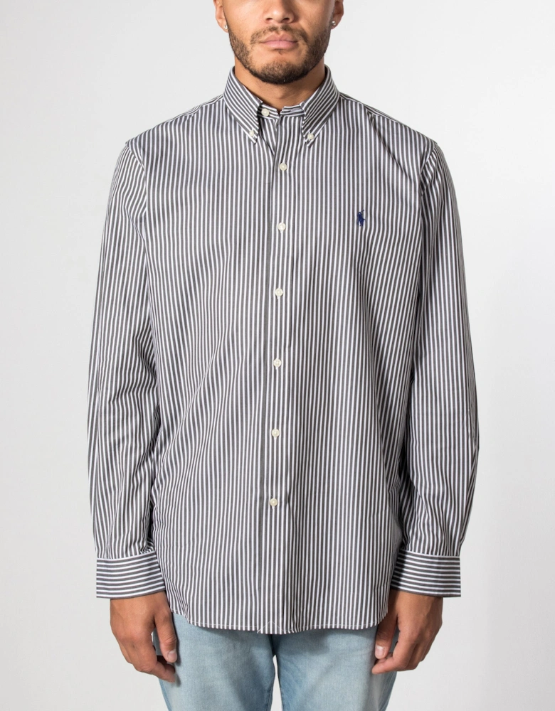 Custom Fit Striped Stretch Poplin Shirt