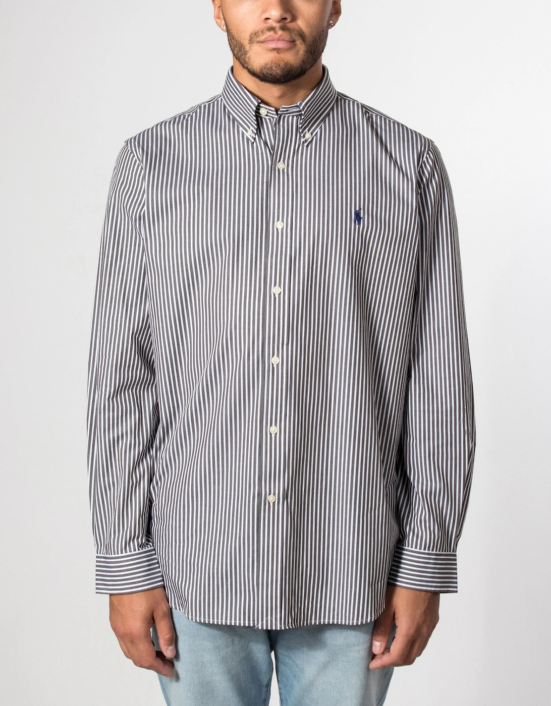 Custom Fit Striped Stretch Poplin Shirt