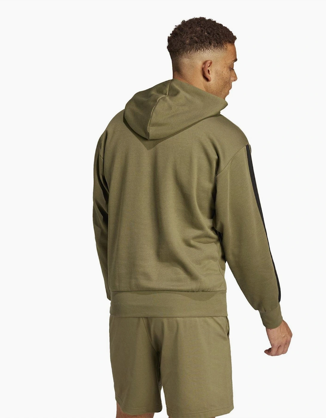 Mens Fleece 3 Stripes Hoodie
