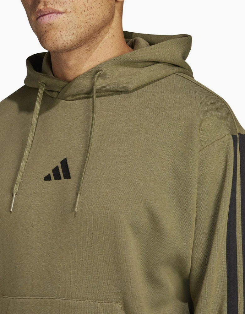 Mens Fleece 3 Stripes Hoodie
