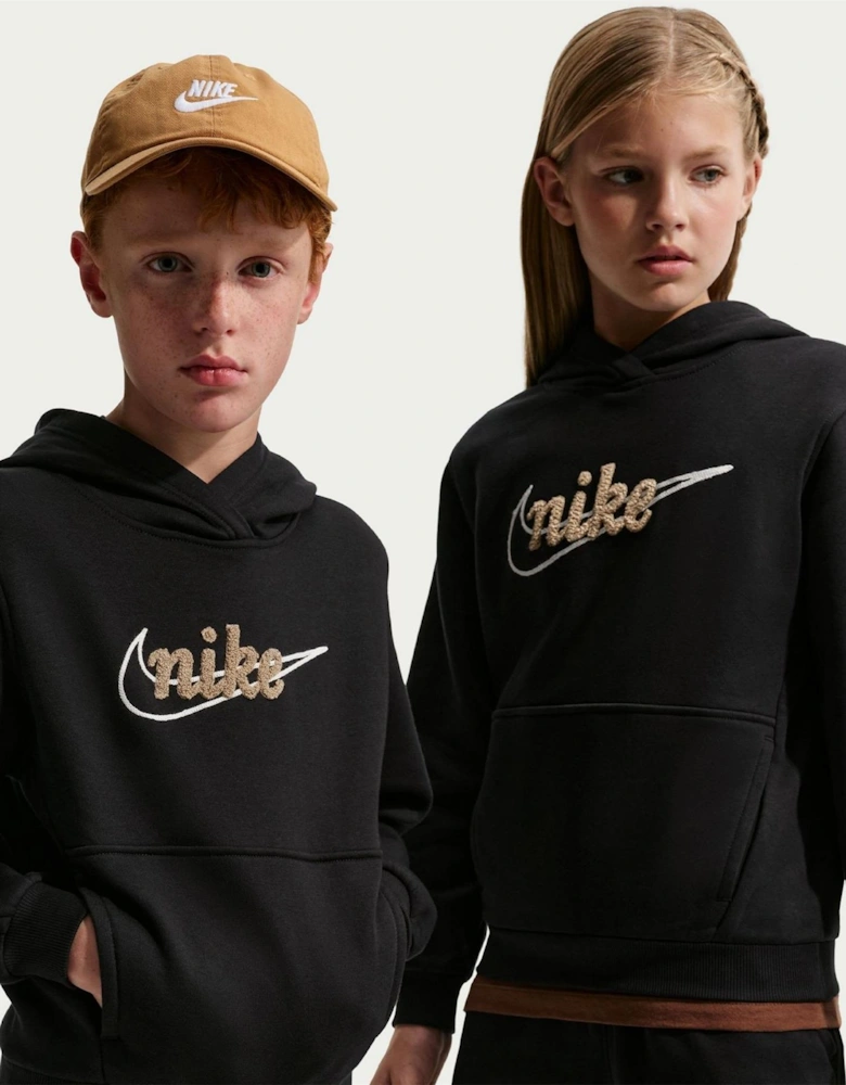 Wordmark Hooded Neck Long Sleeve Kangaroo Pocket Sweatshirt