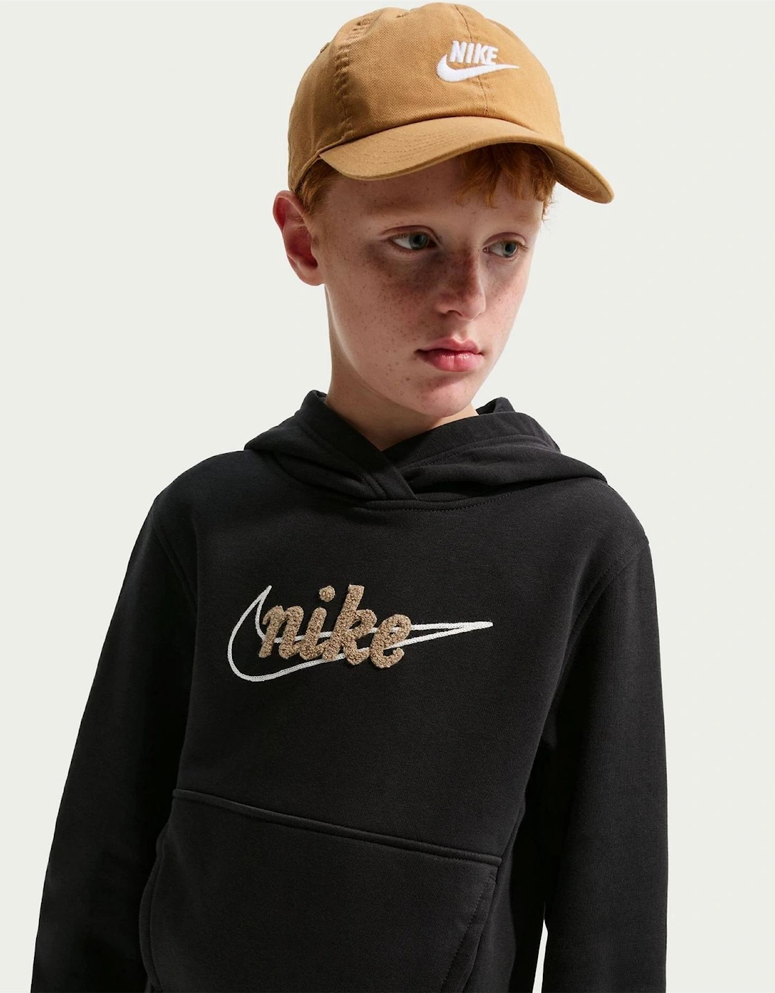Wordmark Hooded Neck Long Sleeve Kangaroo Pocket Sweatshirt