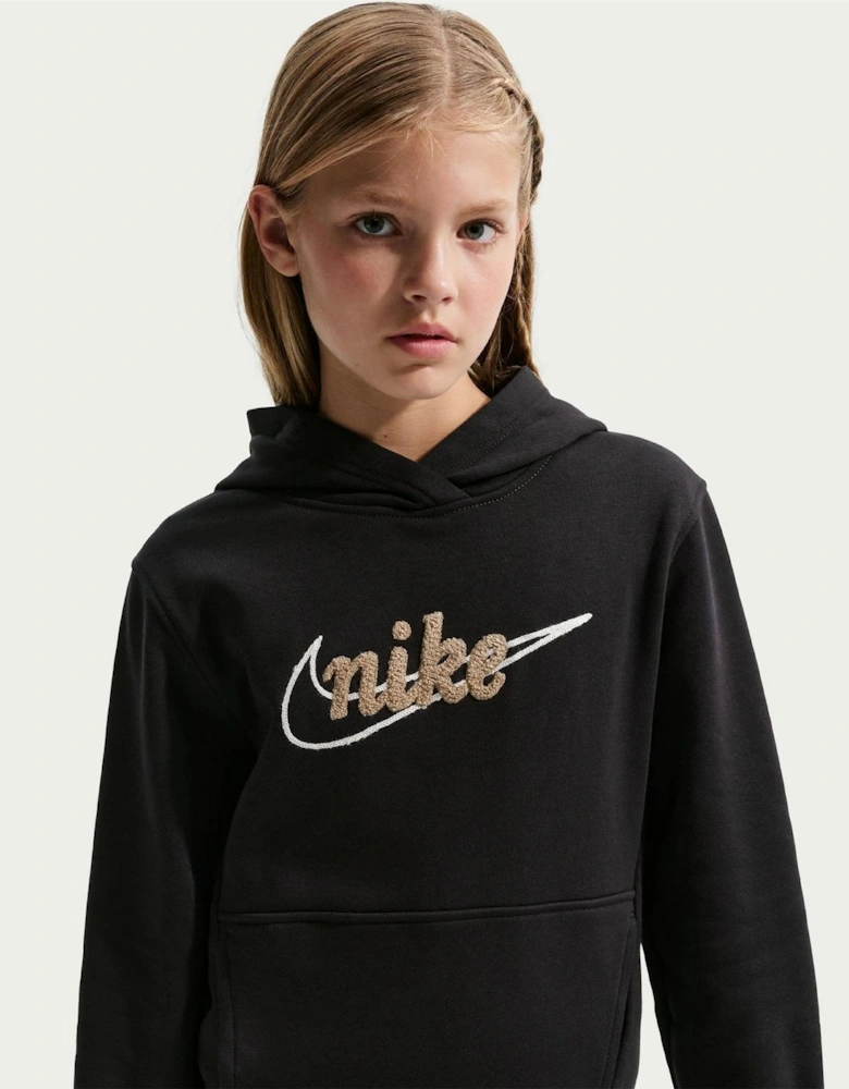 Wordmark Hooded Neck Long Sleeve Kangaroo Pocket Sweatshirt
