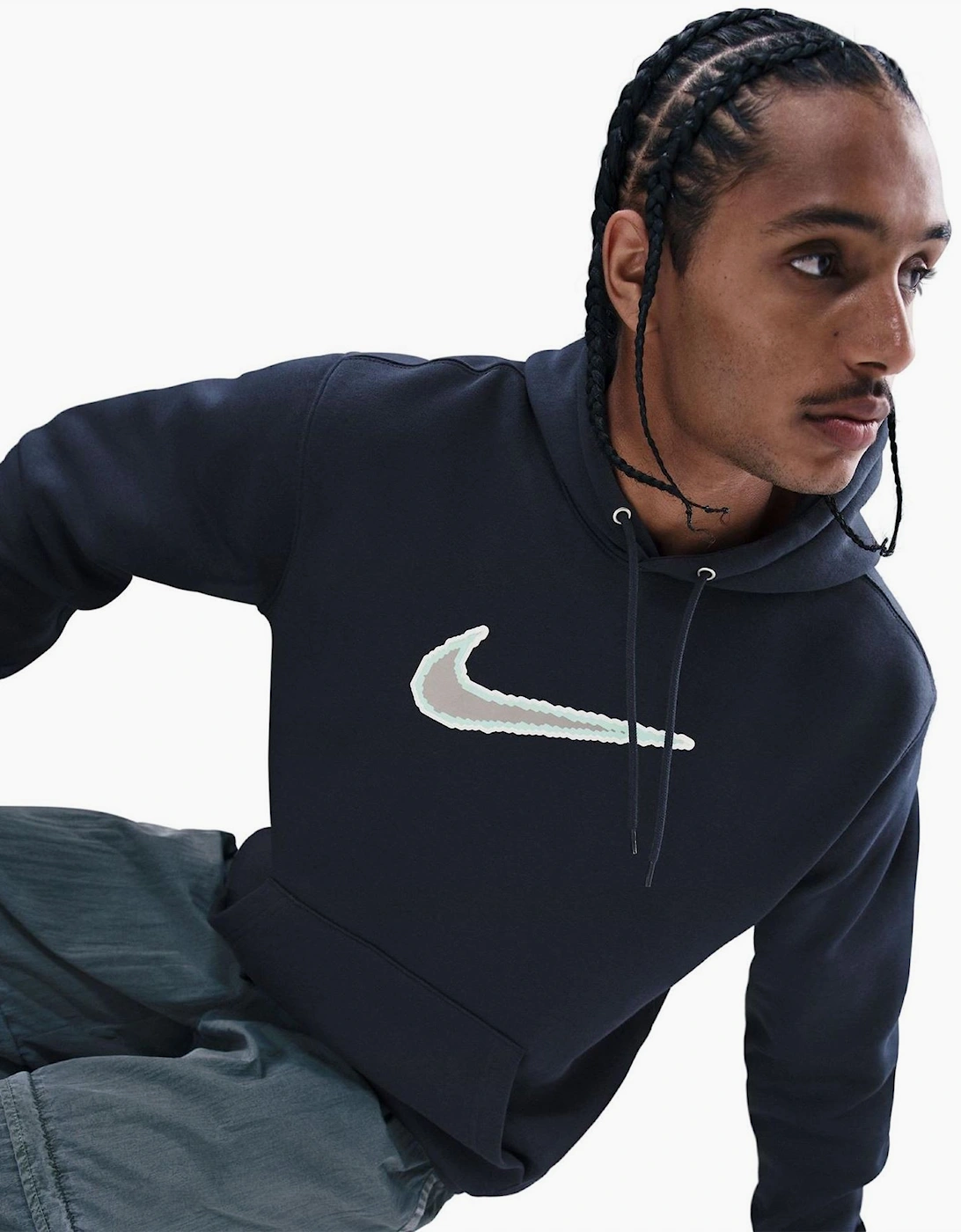Logo Print Hooded Neck Long Sleeve Kangaroo Pocket Sweatshirt