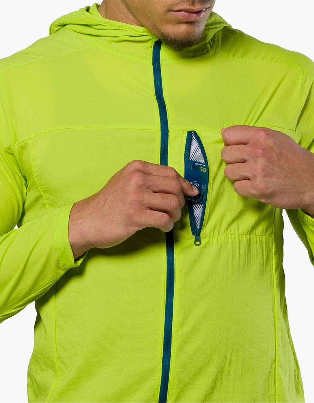 Stealth Solid Patterned Hooded Windbreaker with Zipped Pocket and Reflective Ribbon