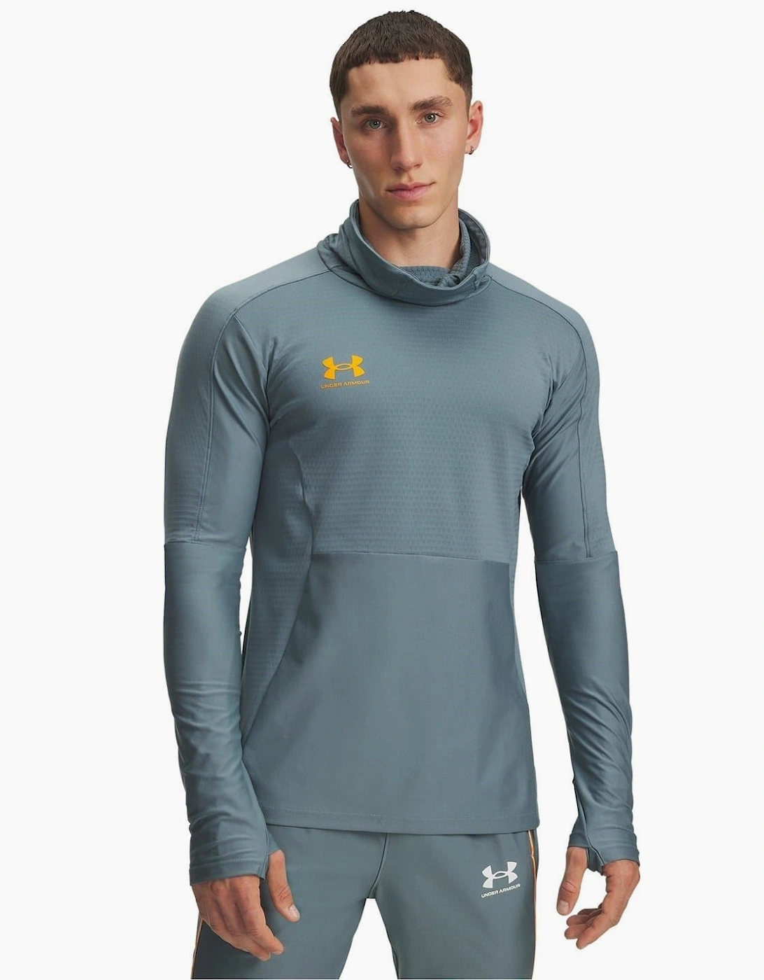 Under Armour Men's Challenger Pro Slim Fit Funnel Neck Long Sleeve T-Shirt - Grey - Size, 38