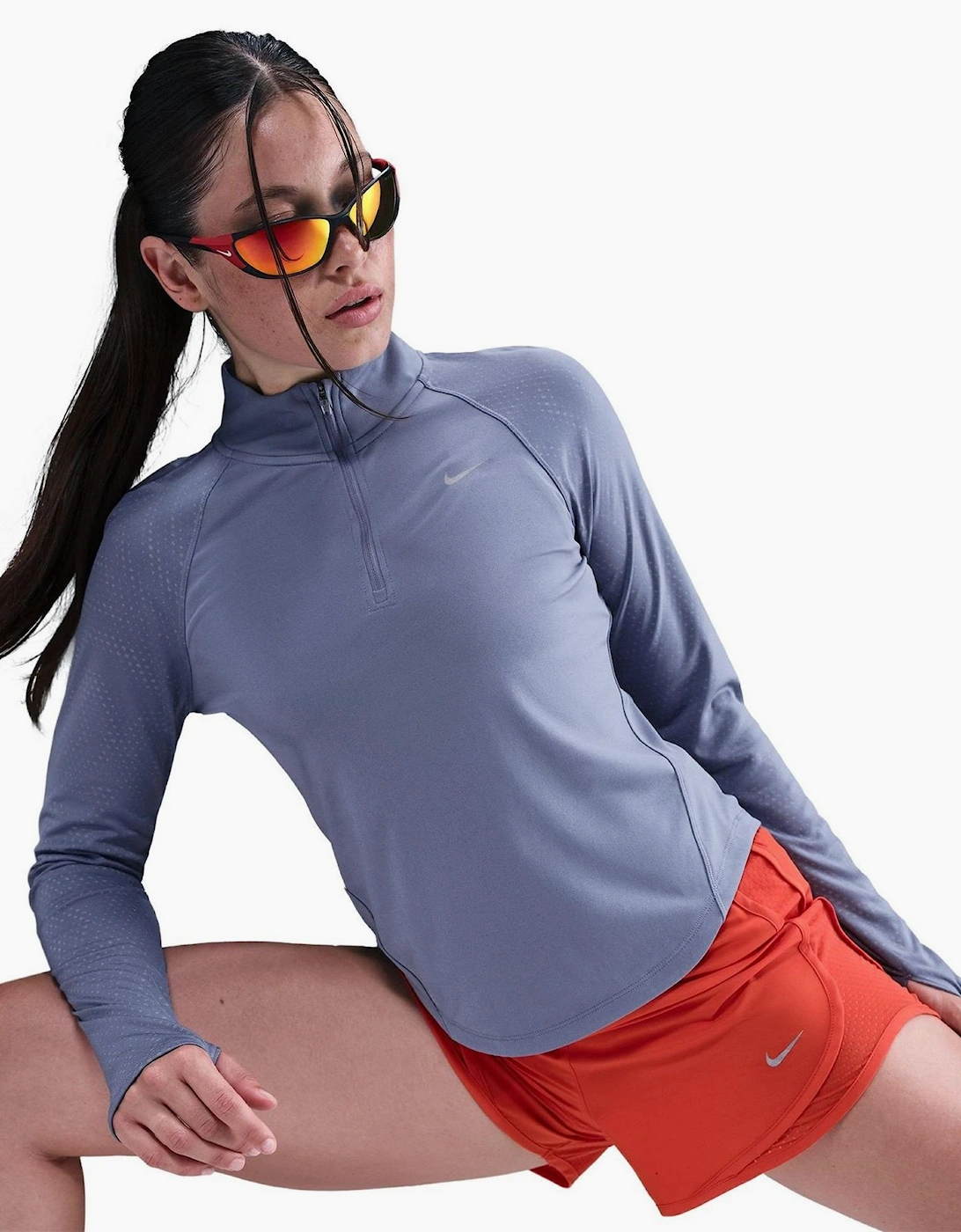 Zip Neck Raglan Long Sleeve Athletic Top