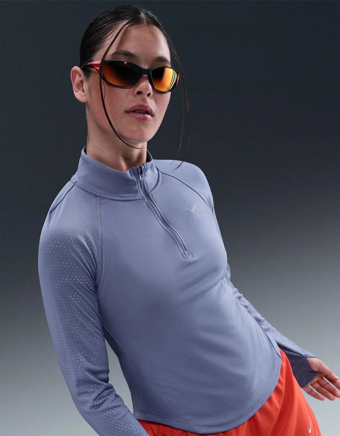 Zip Neck Raglan Long Sleeve Athletic Top