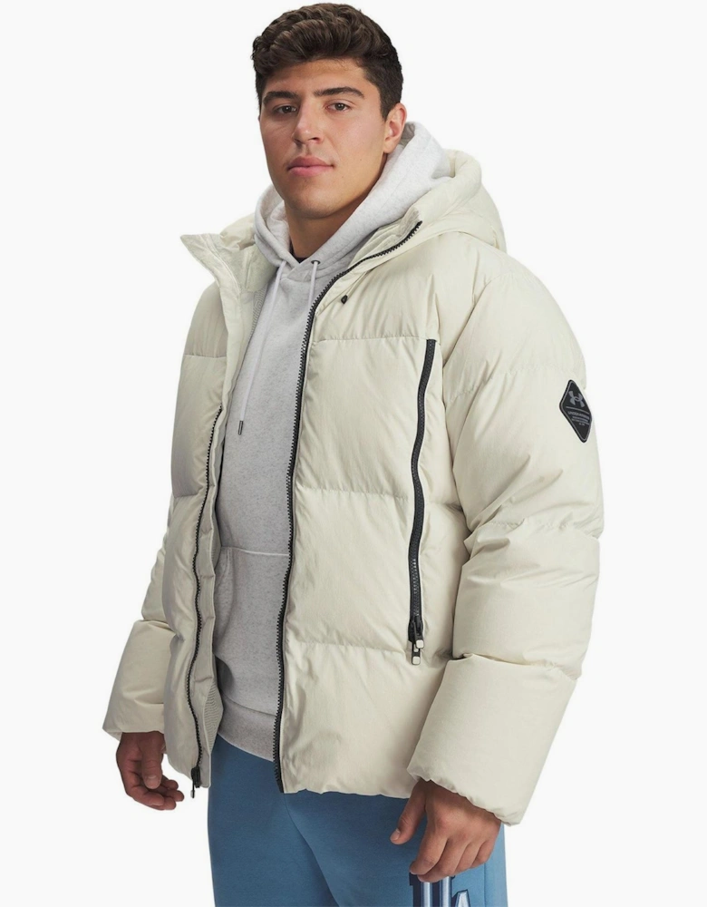 LIMITLESS Solid Patterned Hooded Woven Cuff Down Jacket