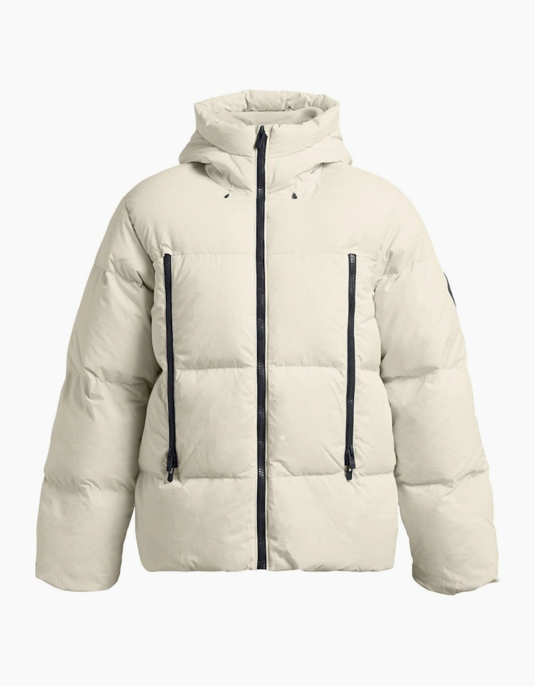 LIMITLESS Solid Patterned Hooded Woven Cuff Down Jacket