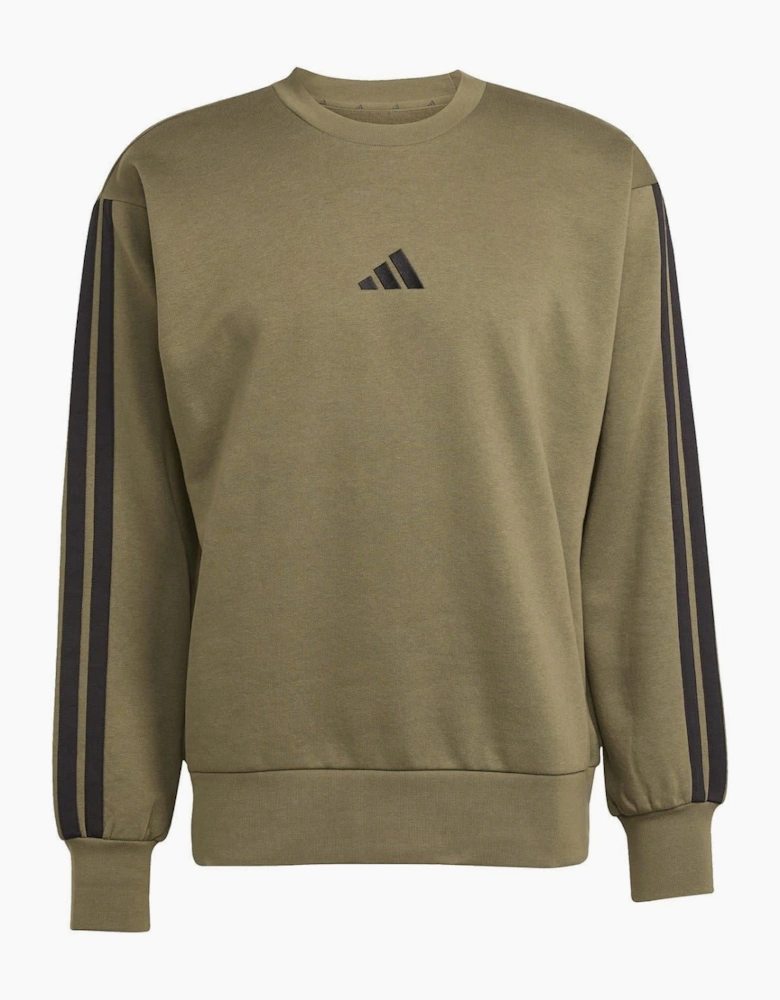 Mens Essentials 3 Stripes Fleece Sweatshirt