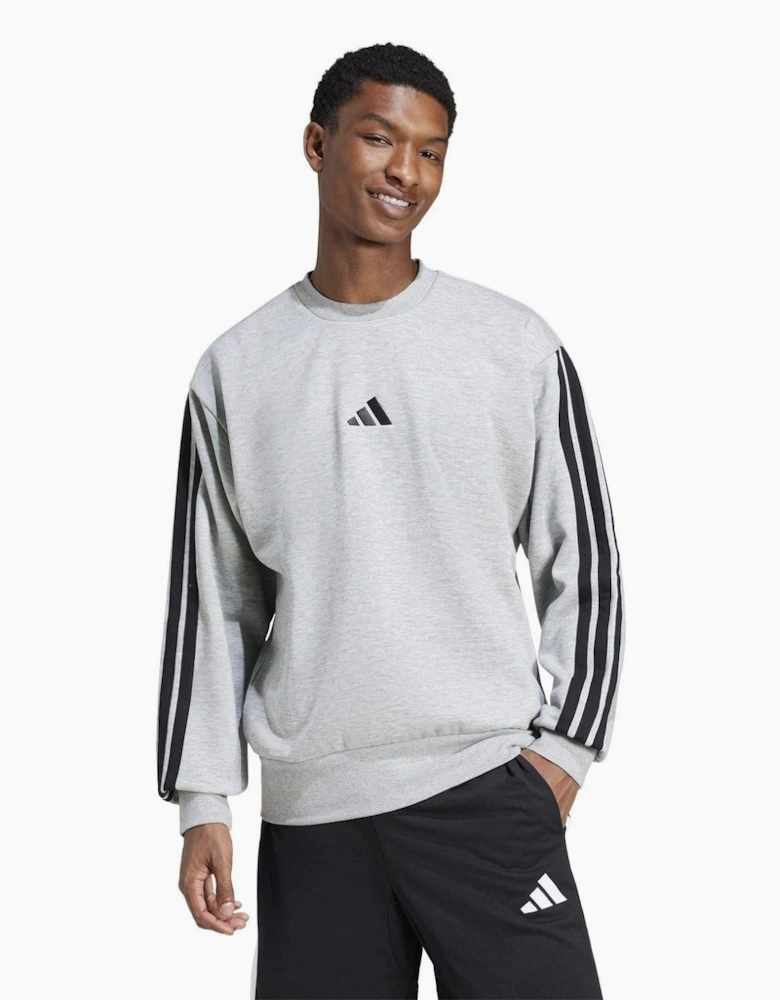 Mens Essentials 3 Stripes Fleece Sweatshirt