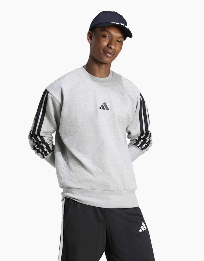 Mens Essentials 3 Stripes Fleece Sweatshirt