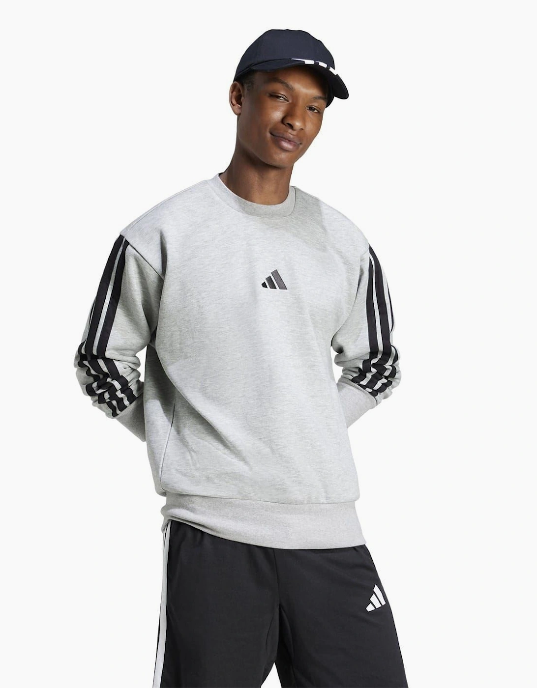 Mens Essentials 3 Stripes Fleece Sweatshirt