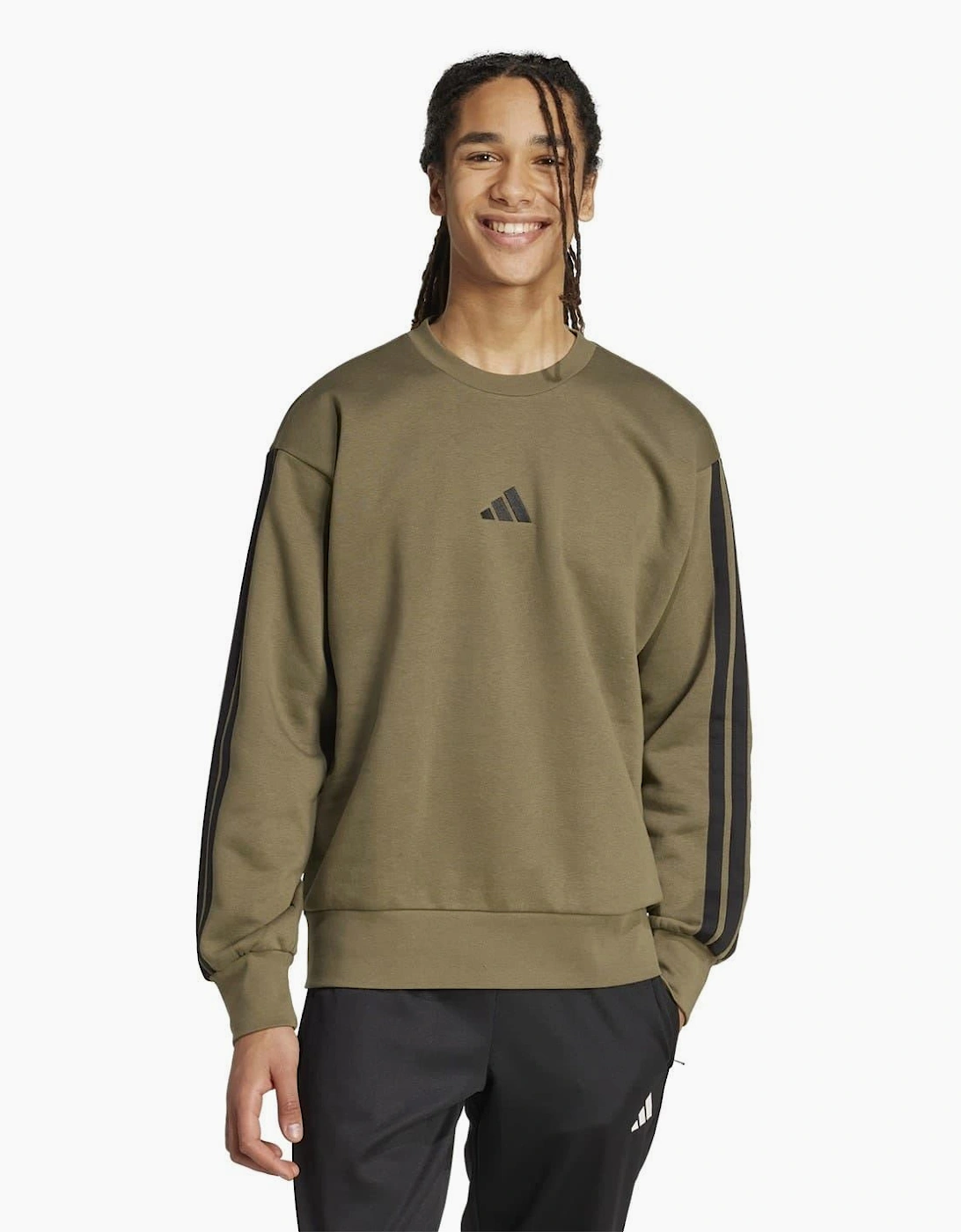 Mens Essentials 3 Stripes Fleece Sweatshirt