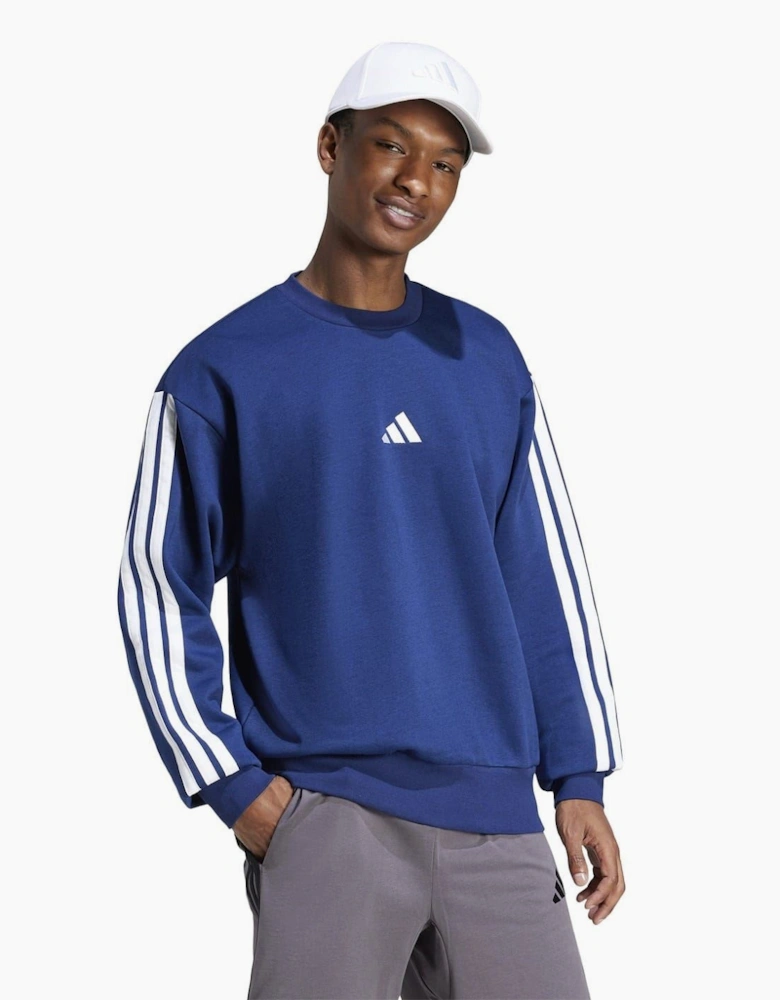 Mens Essentials 3 Stripes Fleece Sweatshirt