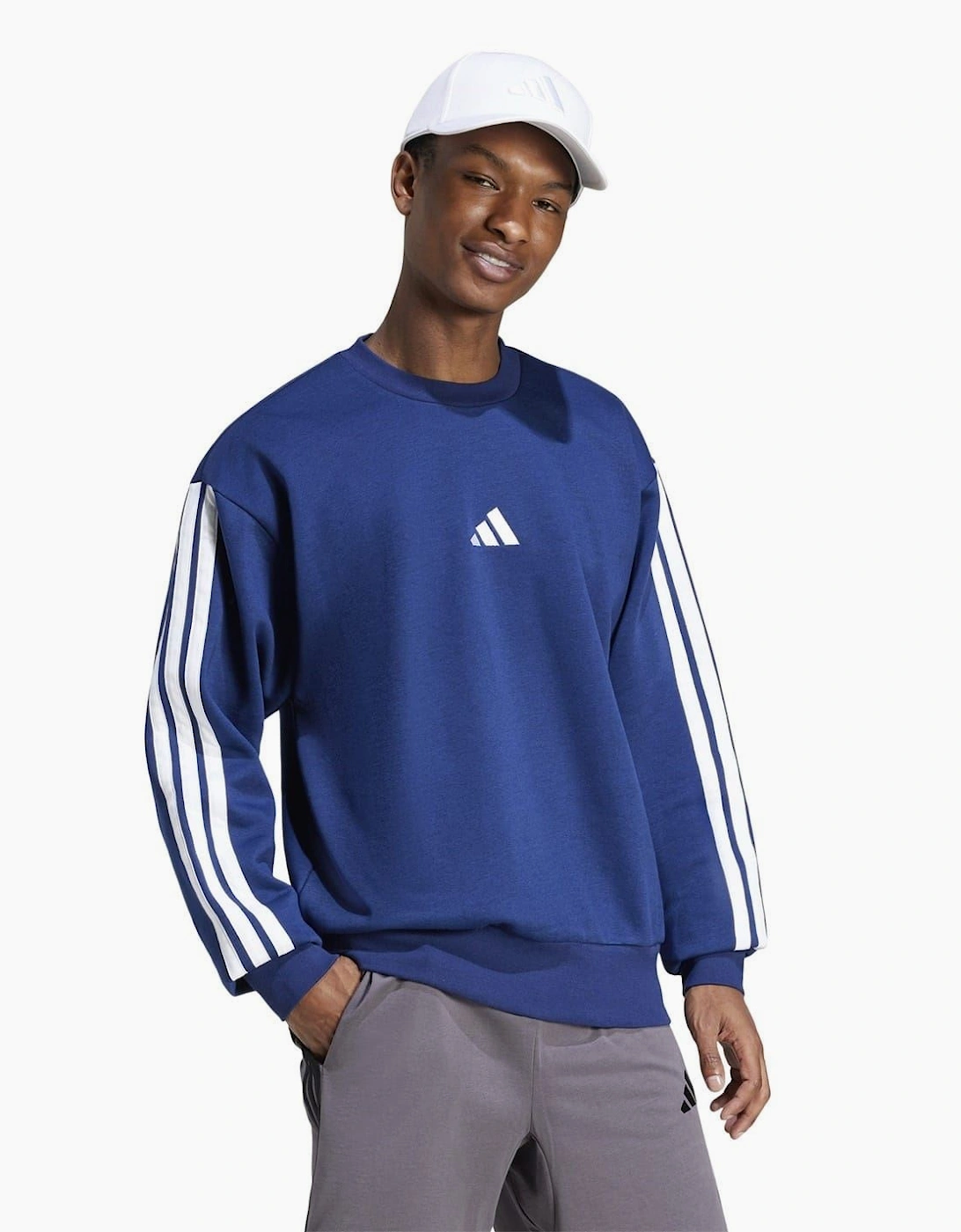 Mens Essentials 3 Stripes Fleece Sweatshirt