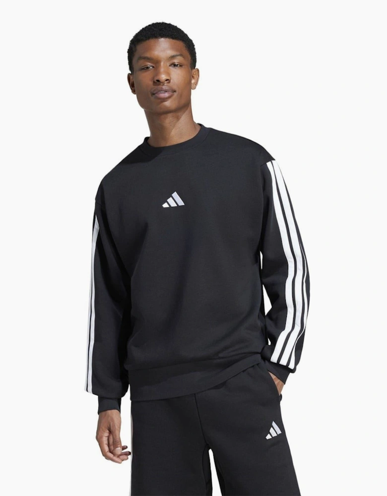 Mens Essentials 3 Stripes Fleece Sweatshirt