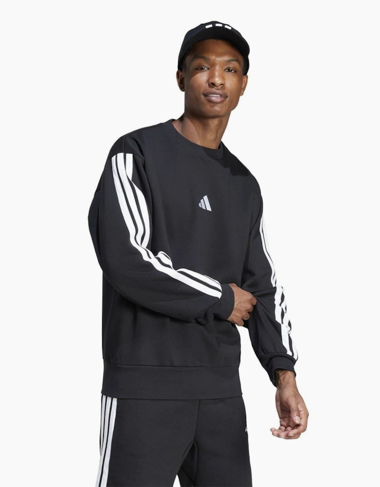 Mens Essentials 3 Stripes Fleece Sweatshirt