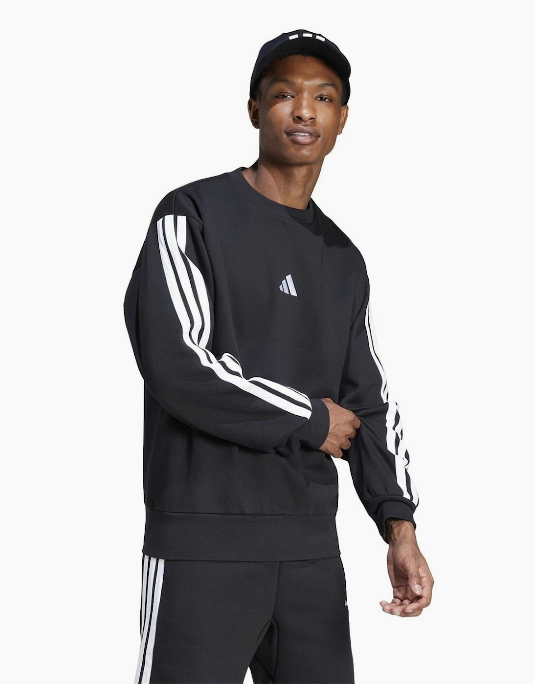 Mens Essentials 3 Stripes Fleece Sweatshirt