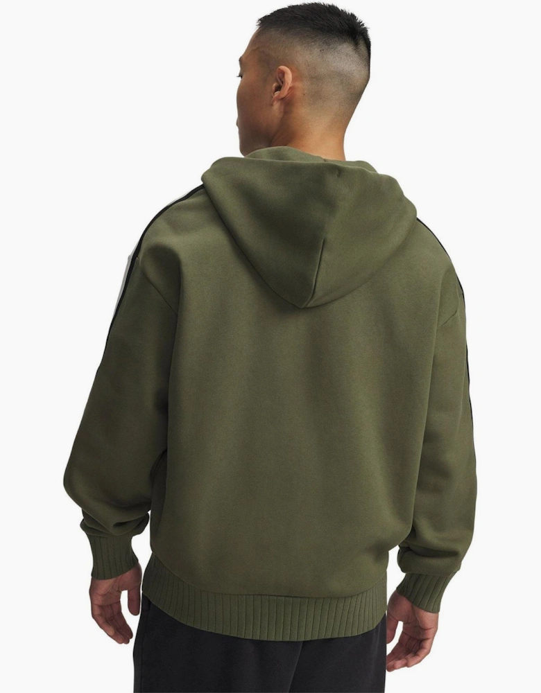 Icon Solid Patterned Hooded Ribbed Cuff Sweat Jacket