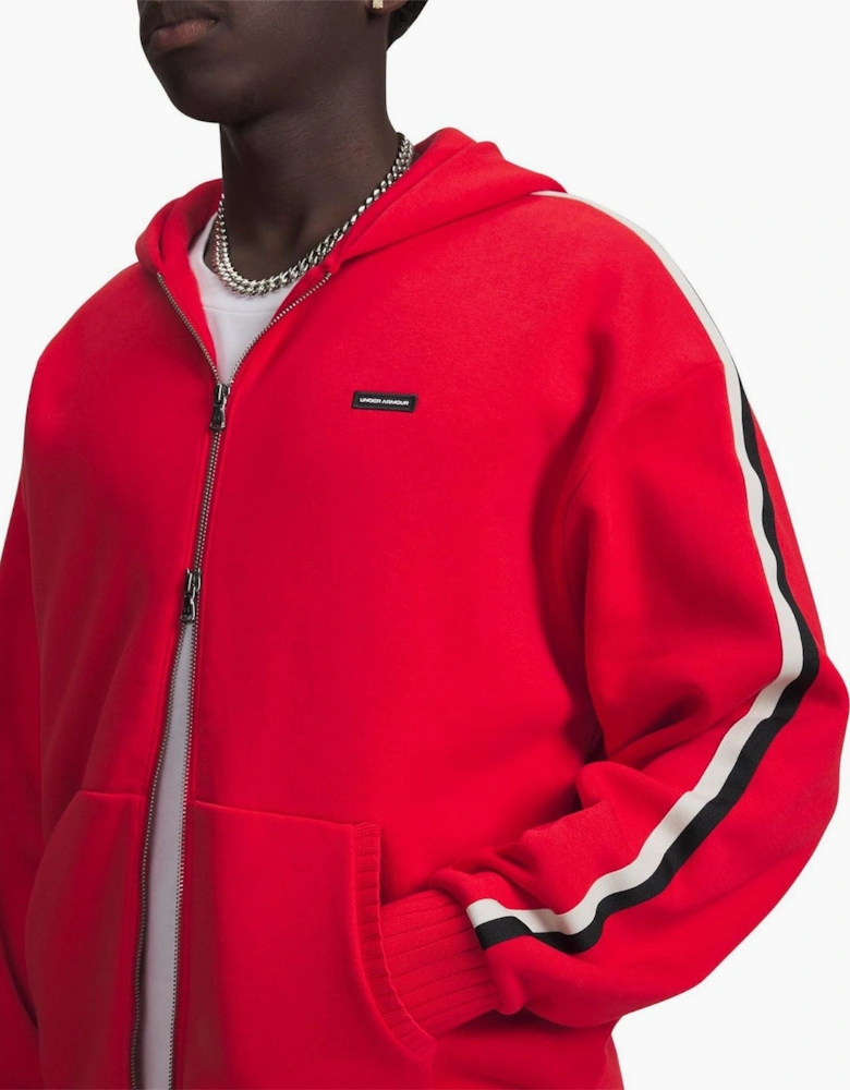 Icon Solid Patterned Hooded Ribbed Cuff Sweat Jacket