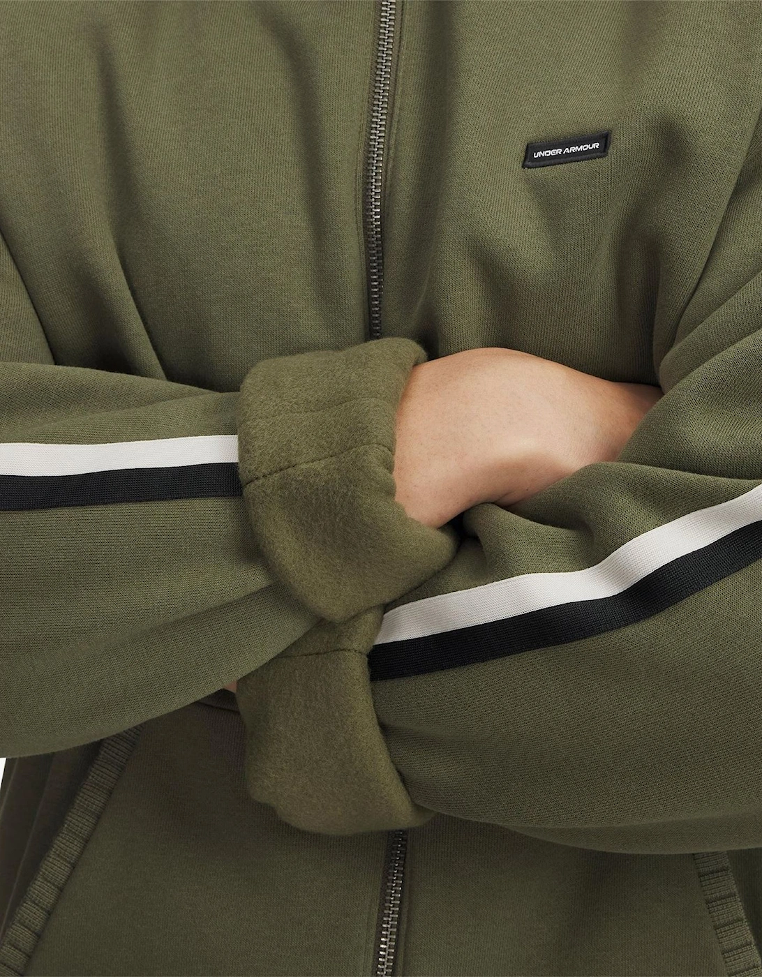 Icon Solid Patterned Hooded Ribbed Cuff Sweat Jacket