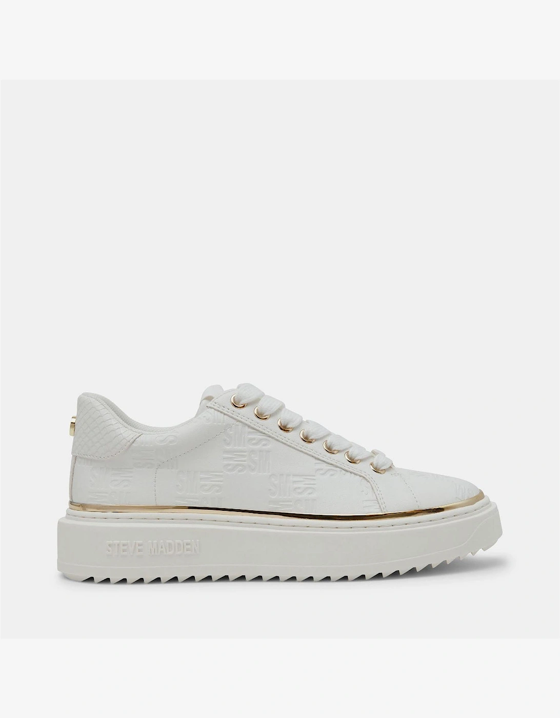 Steve Madden Women's White On Stage 2.0 All Over Logo Low Top Sneakers - Size 4