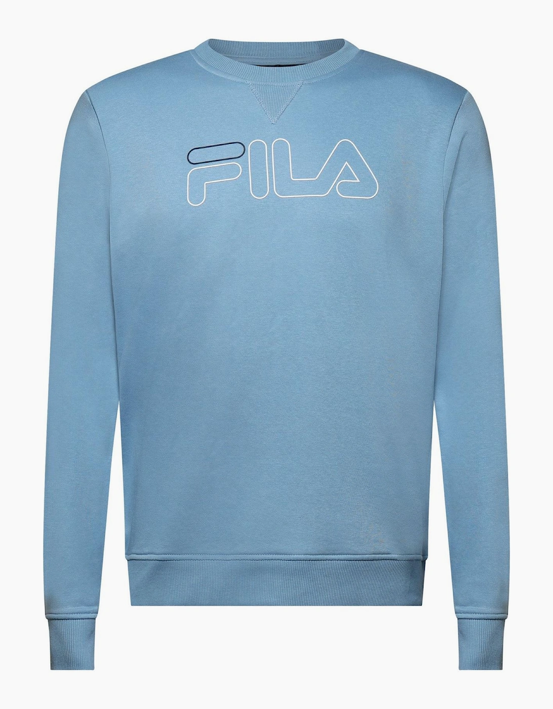 Fila Men's Blue Jude Logo Print Crew Neck Ribbed Collar Sweatshirt - Size 36