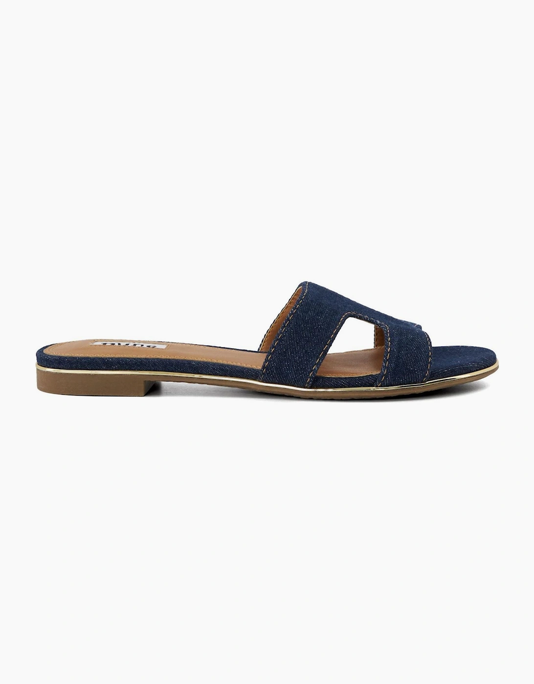 Dune London Women's Navy Lo Loopers Open Toe Flat Slides Sandals - Size: 6