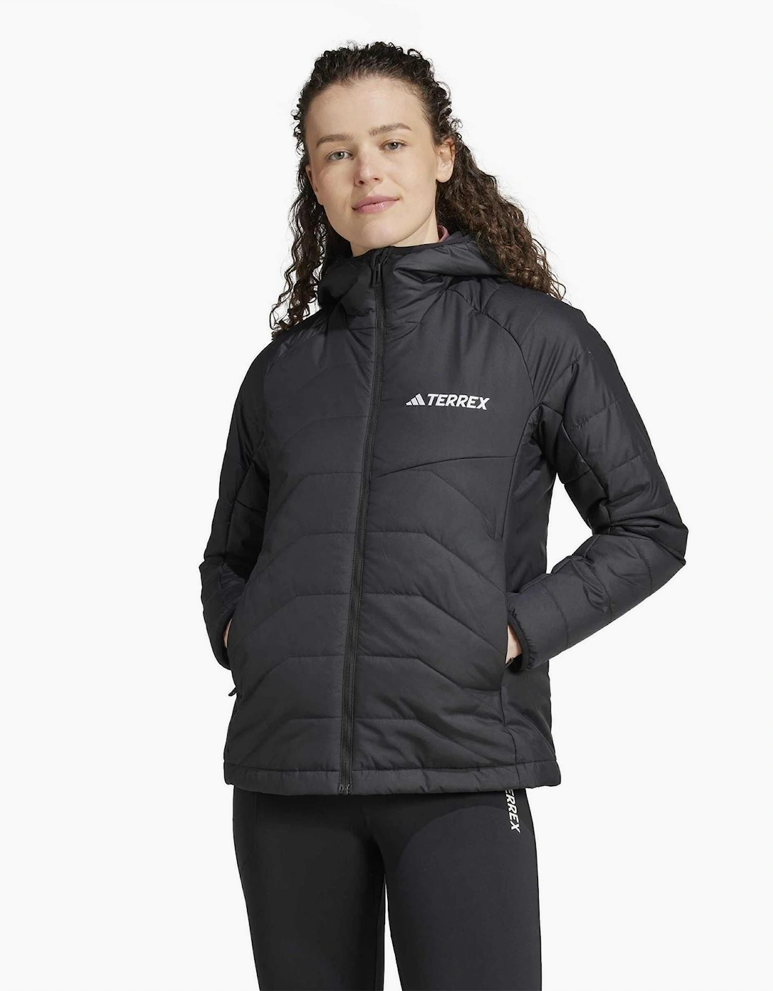 Solid Patterned Hooded Drawstring Puffer Jacket