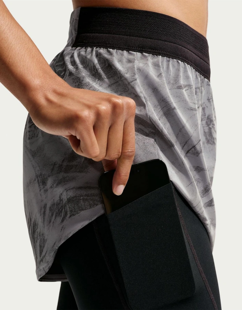 Swift 2 in 1 Marble Patterned Running Shorts