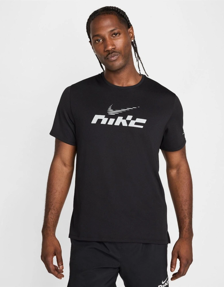 Mile Logo Print Wordmark Crew Neck Short Sleeve Jersey T-Shirt