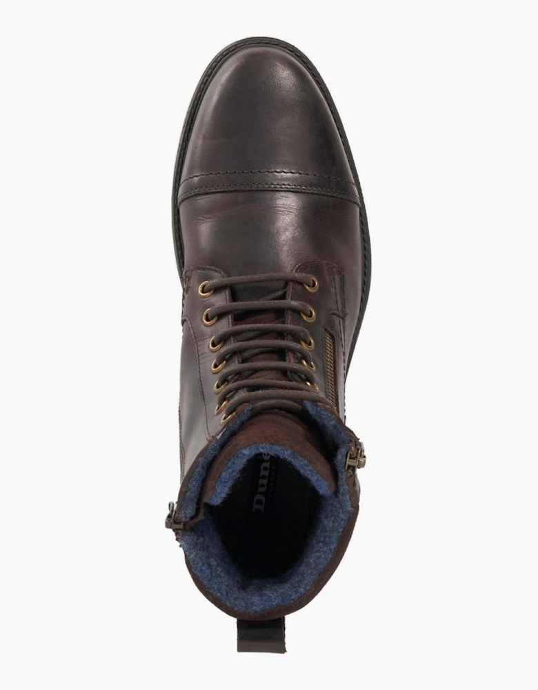 Lo Cayden Combat Boots Lace Up Low Heel
