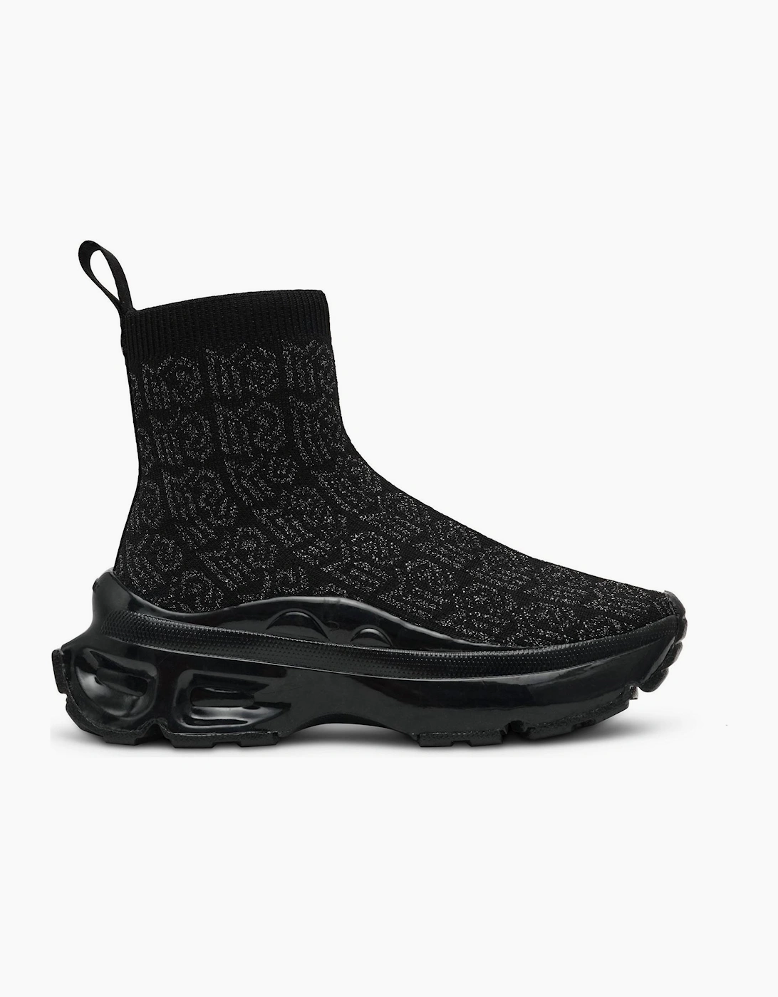 Steve Madden Women's Black Flyby Abstract Patterned Sock Trainers - Size 7