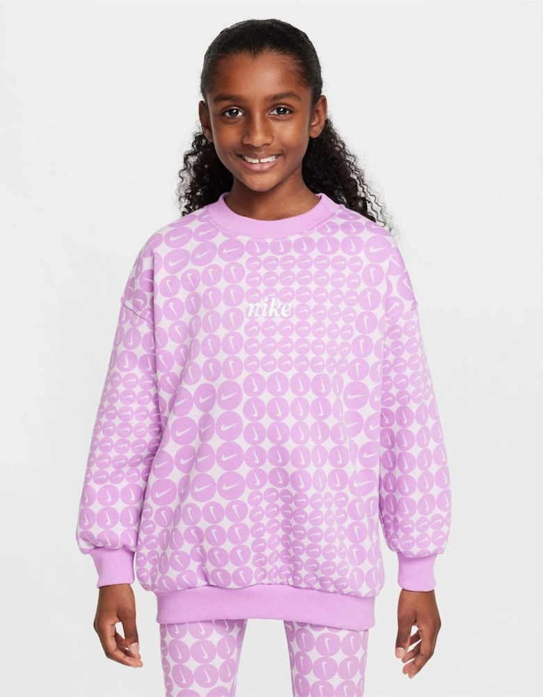 Crew Neck Ribbed Collar Long Sleeve Warm Sweatshirt