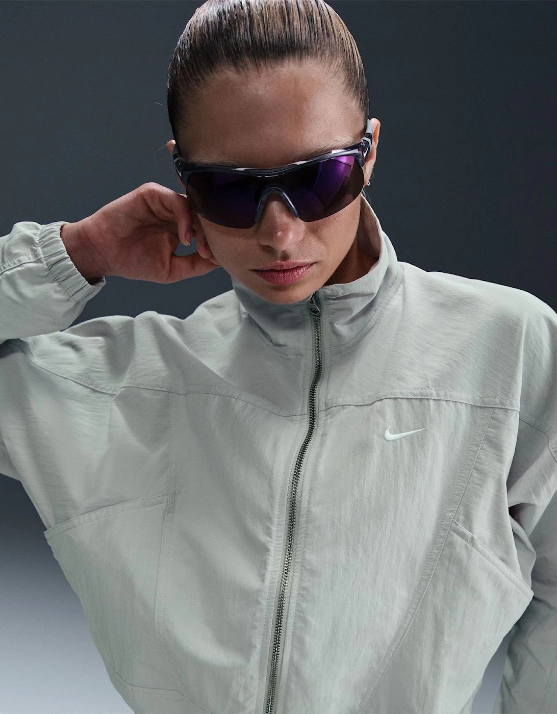 Everything Solid Patterned Front Zip Pocket Windbreaker Jacket