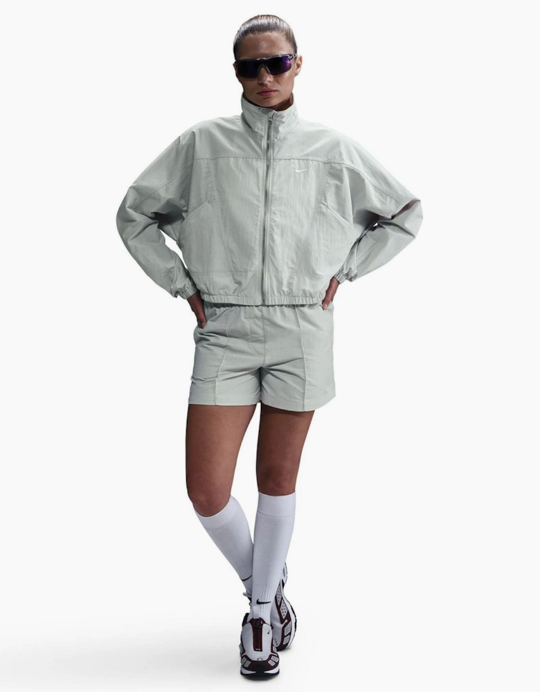 Everything Solid Patterned Front Zip Pocket Windbreaker Jacket