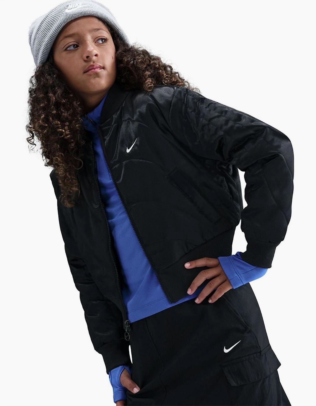 Solid Patterned Zipped Pocket Ribbed Cuff Windbreaker Jacket