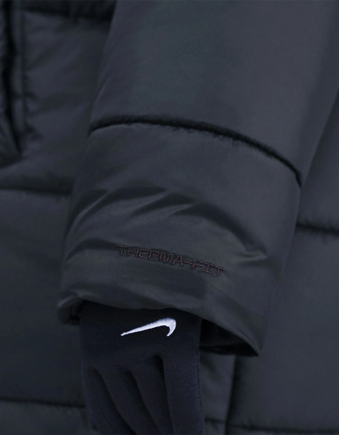 Solid Patterned Hooded Woven Cuff Puffer Parka Coat