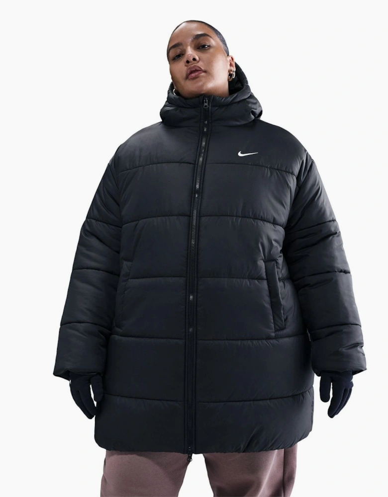 Solid Patterned Hooded Woven Cuff Puffer Parka Coat