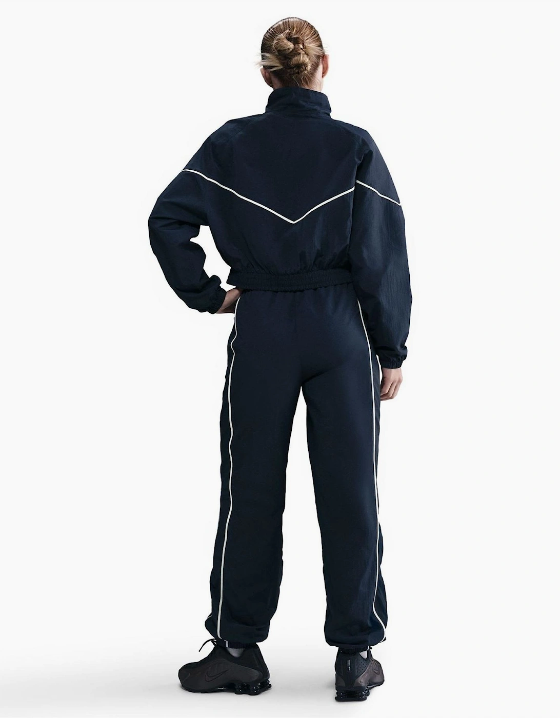 Solid Patterned Side Stripe Windbreaker Jacket
