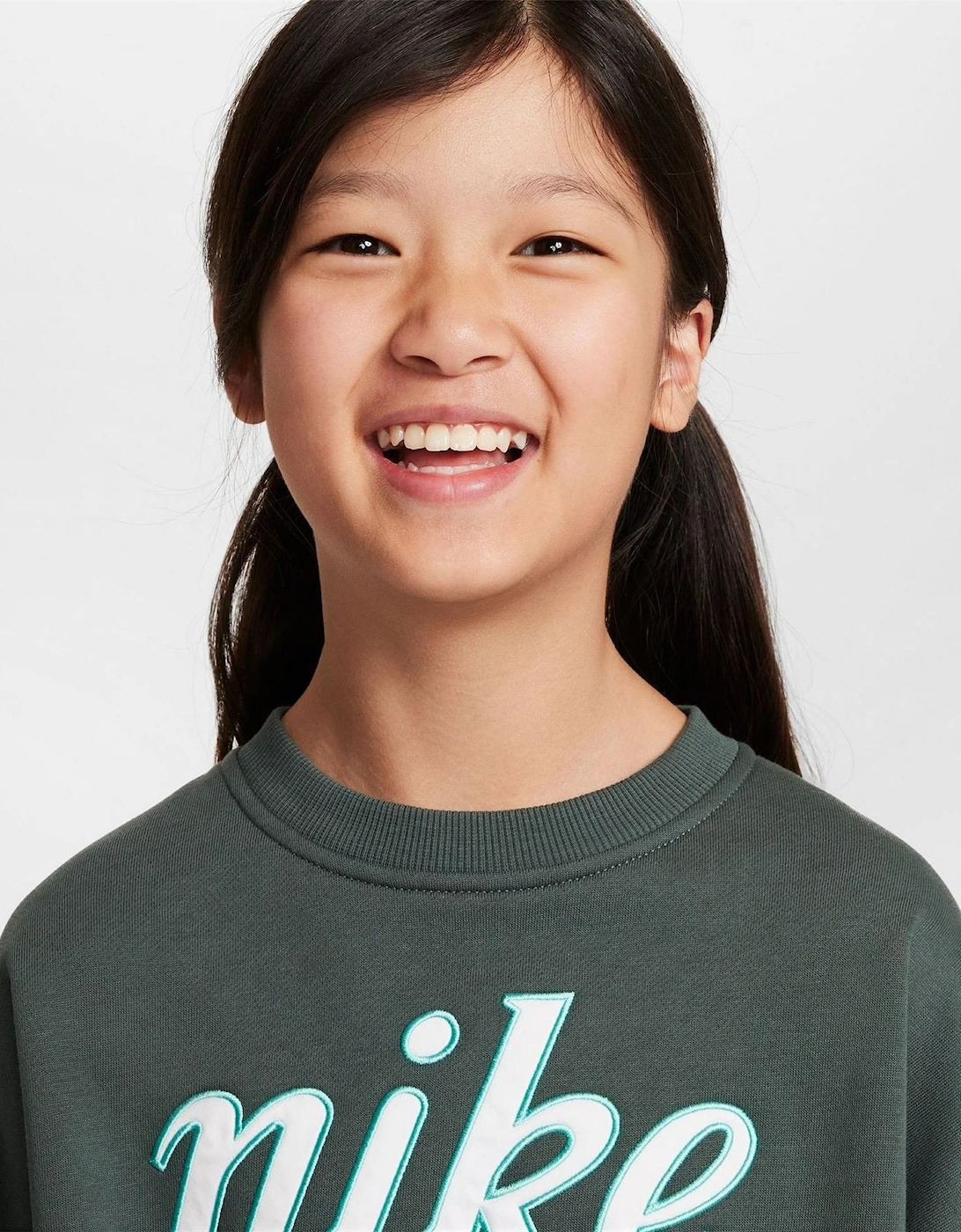Lettering Crew Neck Ribbed Collar Long Sleeve Sweatshirt