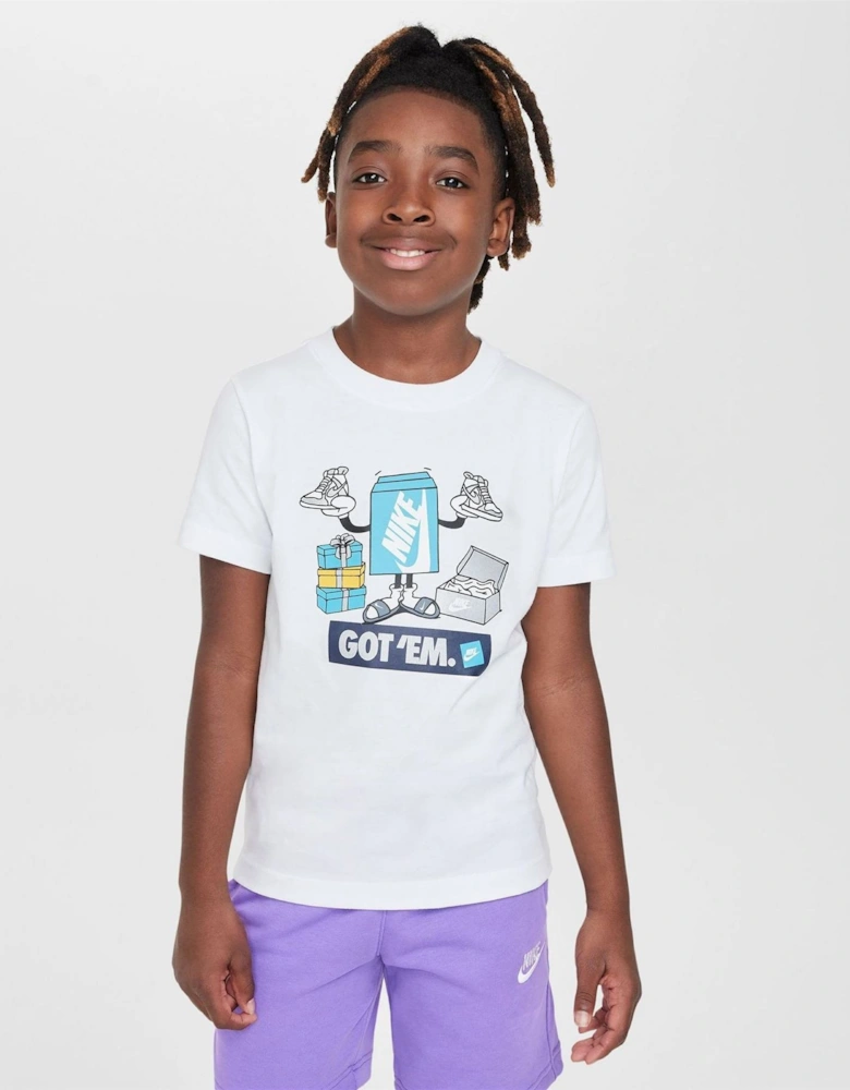 Boxy Logo Print Text Graphic Crew Neck T-Shirt
