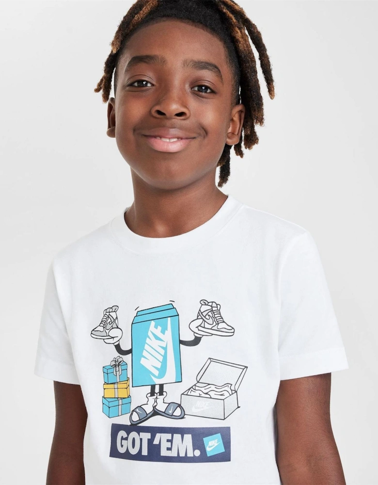 Boxy Logo Print Text Graphic Crew Neck T-Shirt